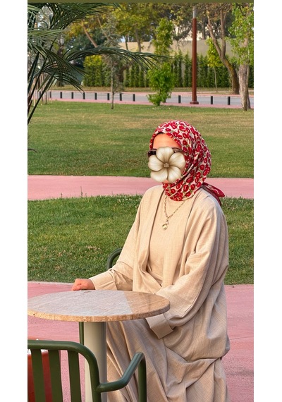Qalortex Scarf Pamuklu Pera Desen Eşarp - Kiraz