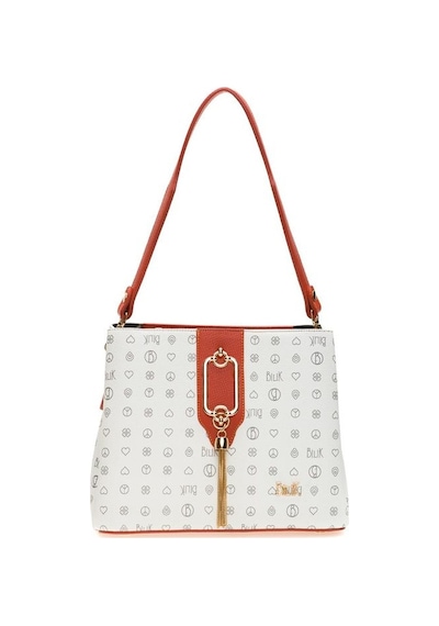 Bilik Deri Monogram Beyaz/turuncu Kadın El Çantası Riv 232-mn 001