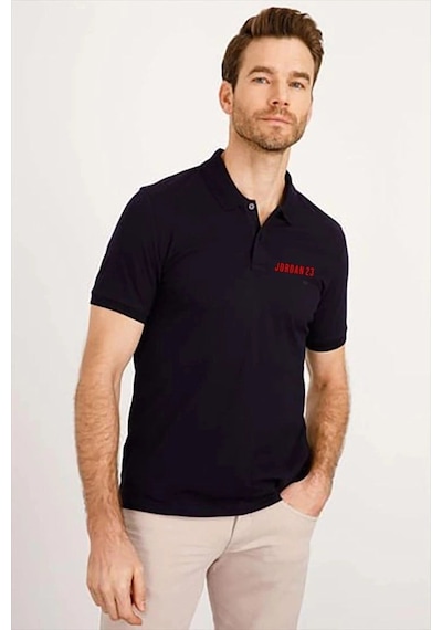 Freedom Storee Erkek Pike Polo Yaka Tişört Düğmeli Baskılı T-shirt - Beyaz Çok Renkli