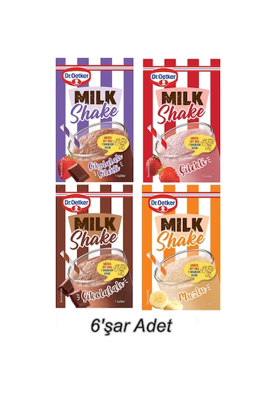 Dr Oetker 24 Adet Karışık Milkshake Çilek, Muz, Çikolata, Çikolata Çilek Set