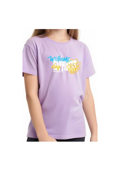 Fyk Kids Kız Çocuk Wellcome Happines Baskılı Tişört Lila