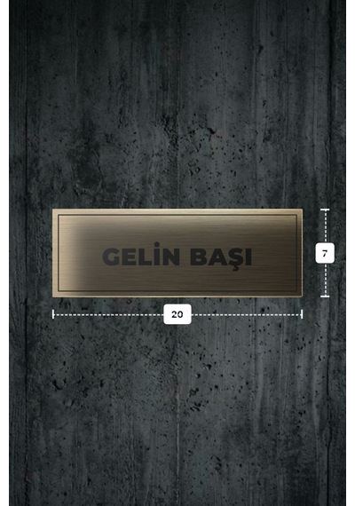Gelın Başı Yazılı - Metal - Gold Renk - Kapı İsimliği - 20x7 Cm