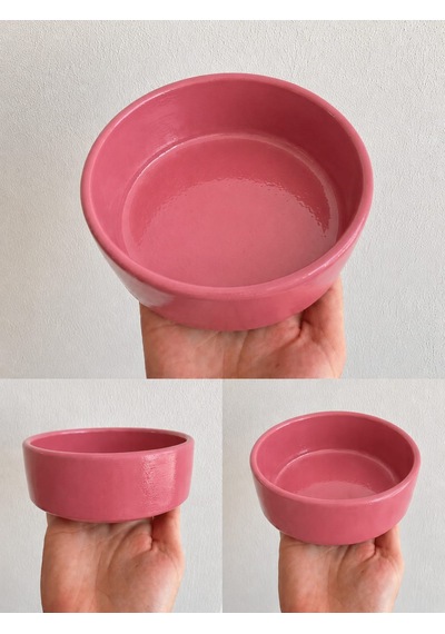 Kase Model Beton Kedi Köpek Mama Ve Su Kabı 15cm Çap 5cm - Pembe