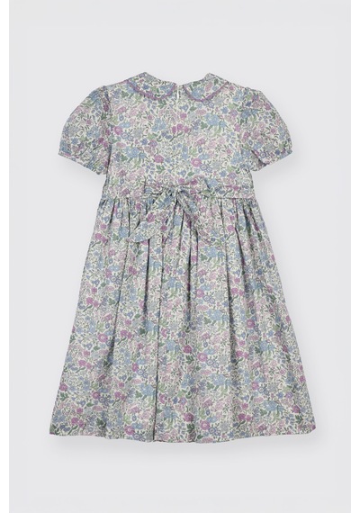 Panço Liberty Kumaş Kız Çocuk Çiçek Desenli Elbise Mor