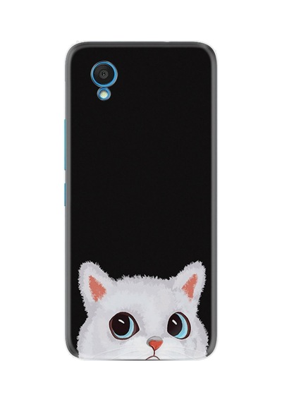 Alcatel 1 2022 Kılıf Resimli Desenli Silikon Platinium Series White Cat 1835