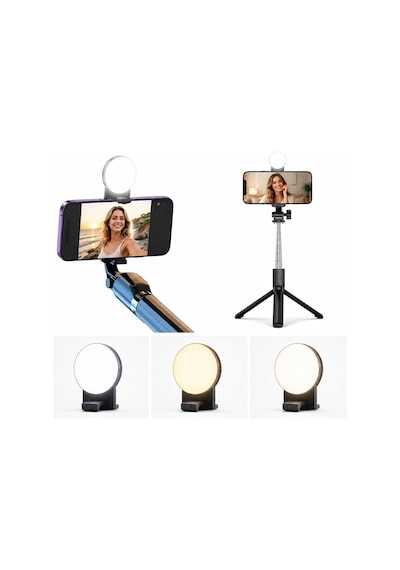 Yolans G4 Led Işıklı Selfie Çubuğu Tripod, 113 Cm Uzayabilen Bluetooth Kumandalı Selfie Stick, 3 Işık Modlu Beya