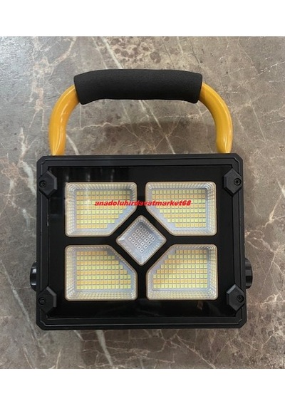 Gs-570 Sanayi Tipi Solar Projektör Çakarlı Kamp Lamba Güçlü Işık 150w Kristal Led Siyah Sarı