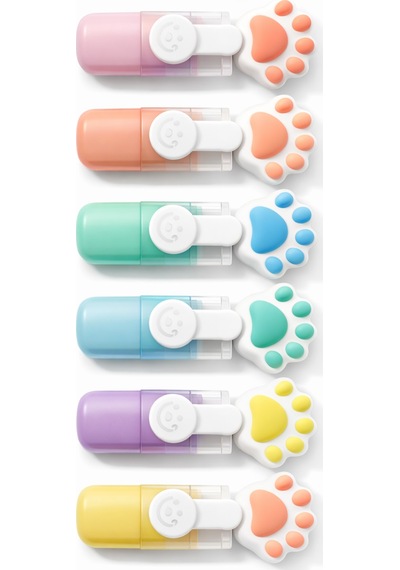 Sevimli Tatlım Fosforlu Mini Keçeli Kalem - 6lı Set - Kedi Tırnağı-fosfor01