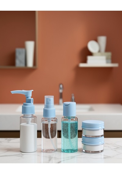 Kompakt 5'li Seyahat Banyo Şişe Takımı Çantalı
