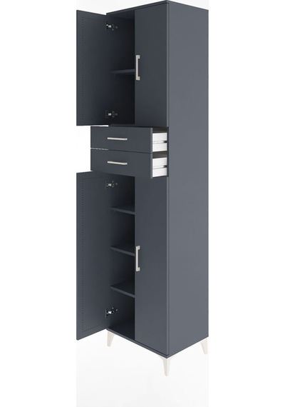 Hyperion Dolap 5 Raflı 2 Çekmeceli 4 Kapaklı 60x44x243 Antrasit-antrasit Antrasit