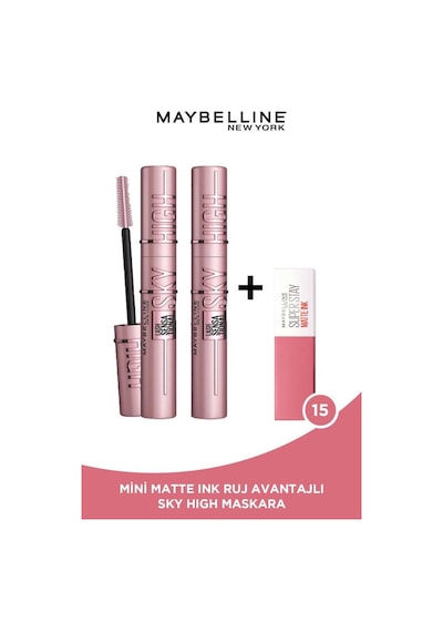 2'li Lash Sensational Sky High Maskara + Mini Super Stay Matte Ink Likit Mat Ruj -15 Avantajlı Set pktsskymasmskast-8572 Diğer
