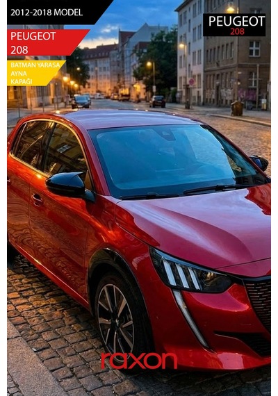 Peugeot 208 2012-2018 Batman & Yarasa Ayna Kapağı Parlak Piano Black Sport