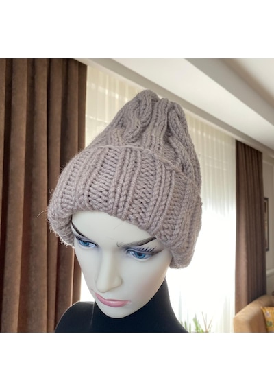 NVSisters Duman Rengi Kışlık Örgü Dikişsiz Bere Gri