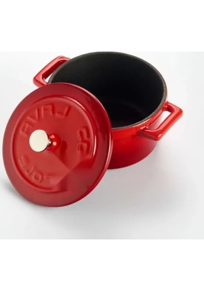 10 Cm Yuvarlak Döküm Mini Tencere, 0.35 L Hacim, Kırmızı