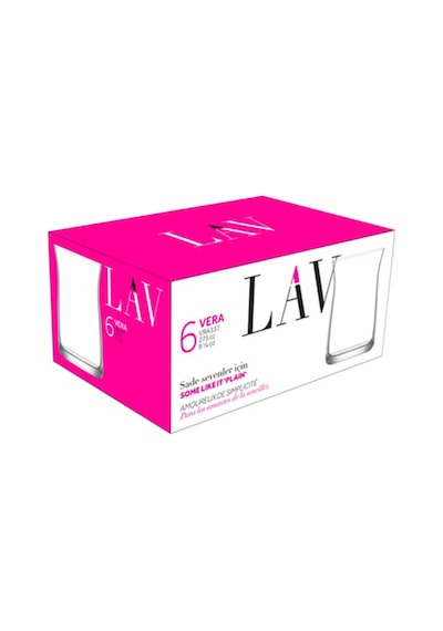 Lav Vera Cam Su Bardağı 6'lı 275 ml (Meşrubat Bardağı)
