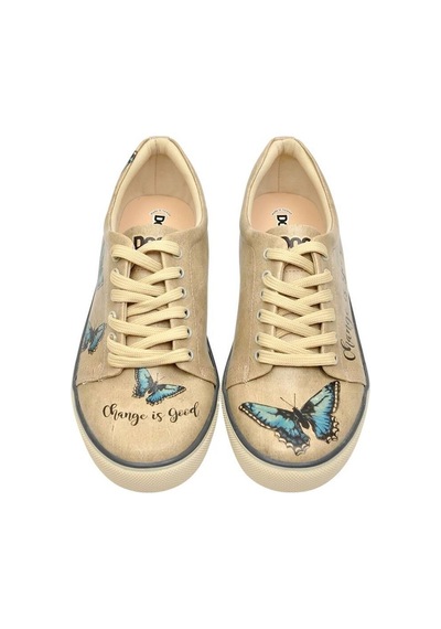 Kadın Vegan Deri Bej Sneakers - Change İs Good Tasarım Çok Renkli