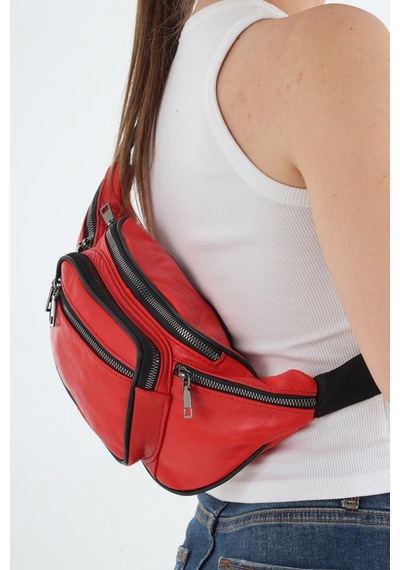 Nahitatyana Unisex Kırmızı Çok Cepli Hakiki Deri Freebag Bel Çantası Ve Omuz Çantası Kırmızı - 121763658 Kırmızı