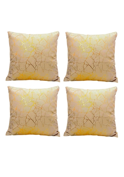 Soho Kumaş Altın Varak Desenli Dekoratif 4'lü Kırlent Yastık Kılıfı Seti 42 x 42 CM Sarı