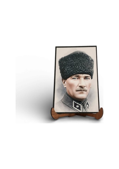 Atatürk Masaüstü Ahşap Tablo - Kabartmalı Baskı Şık Hediyelik 10x16 Cm No 1 3 Parça