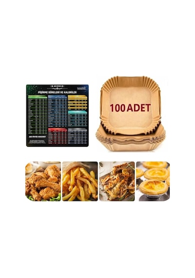 Bor Airfryer Pişirme Kağıdı 100 Adet Fritöz Pişirme Kağıdı,fritöz Yağlı Kağıdı, Yanmaz Kağıt