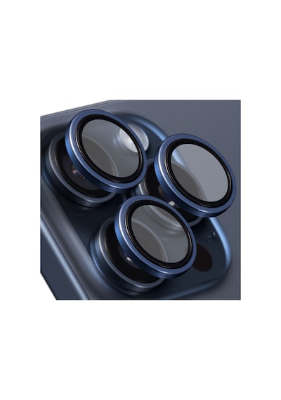 Buff Apple Uyumlu iPhone 15 Pro Max / 15 Pro Titanyum Lens Koruyucu Mavi