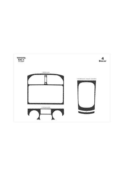 Toyota Rav 4 Torpido Kaplama 2003-2004 4 Parça Karbon