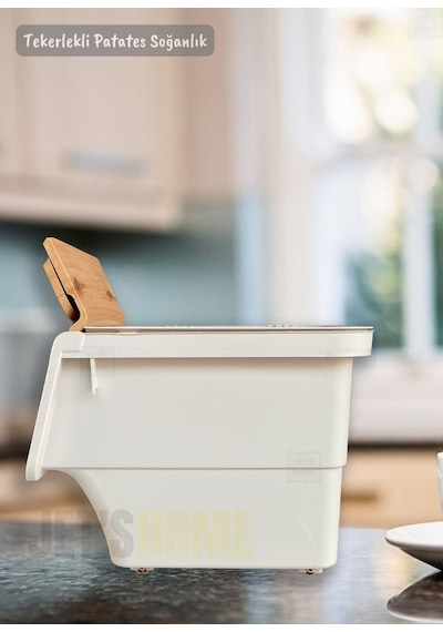 4'lü Tekerlekli Patateslik Soğanlık Bpa Free Oyuncaklık Erzak Kutusu Sebzelik Bambu 48 Lt Bambu-krem