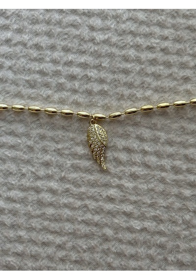 Kanat Charmlı Gold Halhal Çok Renkli