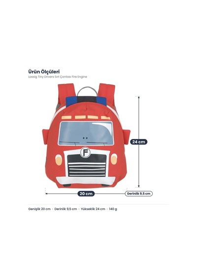 Lassig Tiny Drivers Sırt Çantası Fire Engine Kırmızı