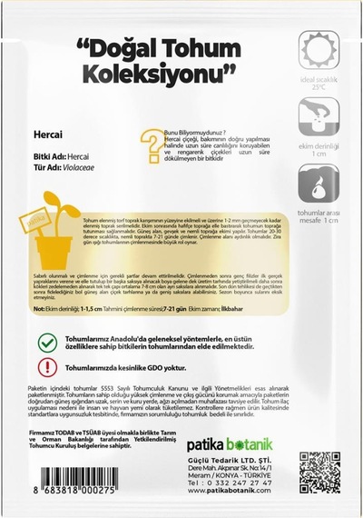 100 Adet Herca i Menekşe Çiçek Tohumu (Violaceae)