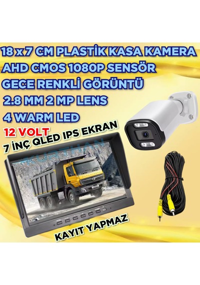 Tarımsal Araçlara 1 Adet Ahd 2mp Warm Ledli Kamera 7'' Qled Ips Monitör 12 V