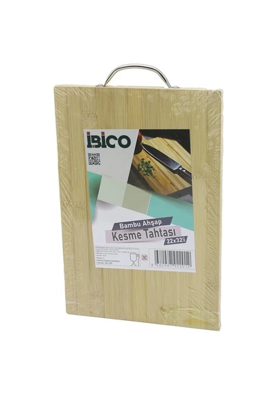 Lb 22x32 X 1.7cm Lux Ahşap Bambu Kesim Panosu - Kesme Tahtası Metal Kulplu Çok Renkli