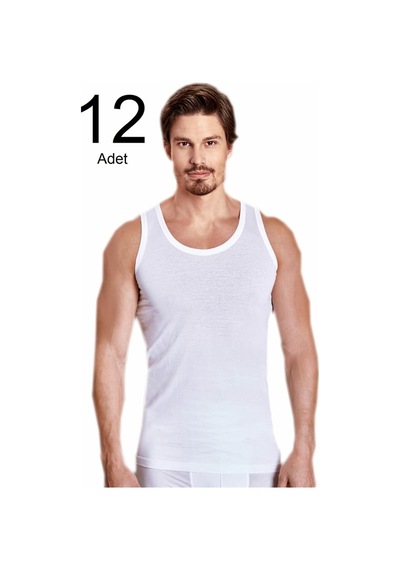 Berrak Erkek Beyaz 12'li Paket Klasik Atlet Elf568ber1020ccm12 001