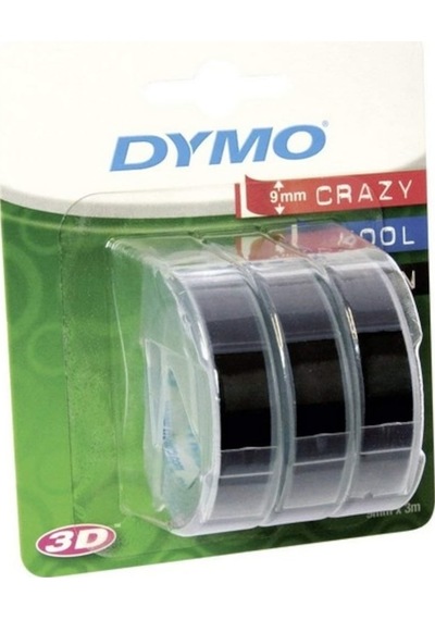 Dymo Kabartma Şerit 9 MM x 3 M 3'lü Siyah