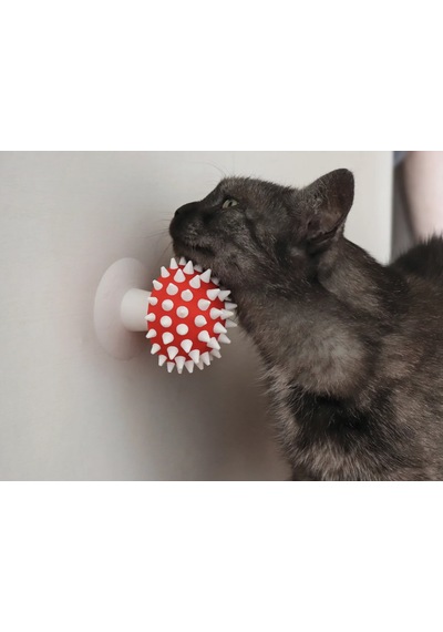 Pureysma Görünümlü Kedi Kaşıma Oyuncağı Tımar Catnip Uy Beyaz - Kırmızı