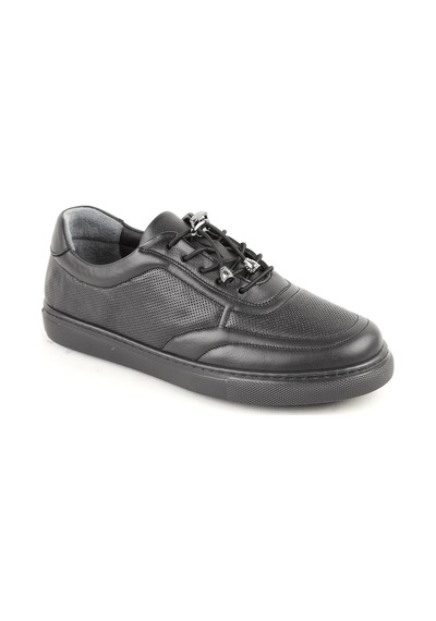 Libero L086.901 Hakiki Deri Baskılı Kauçuk Taban Aksesuarlı Kadın Sneaker Siyah