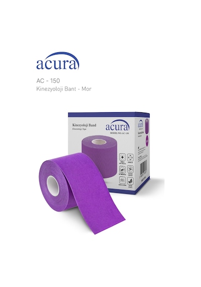 Ac-150 Yüz & Vücut Uyumlu Hipoalerjenik Kinesyo Tape  Bandı 5m X 5cm Mor Renk 1 Beden