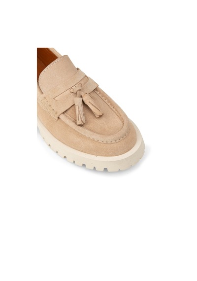 Deery Kadın Hakiki Süet Bej Püsküllü Loafer - 02035zbejc01 Bej