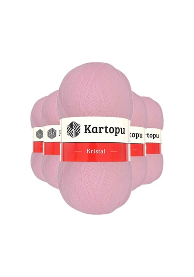 5 Adet Kristal Çift Katlı El Örgü Lif İpi Bebe Pembe K788 - Kartopu Mudanis Çok Renkli