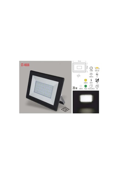 Ct 4656 Cata 20 W Slim Led Projektör Beyaz Işık 6400k N11.611