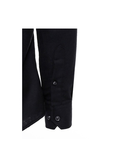 Wessi Desensiz Slim Fit Siyah Erkek Oduncu Gömlek Siyah