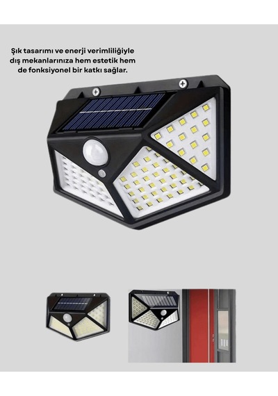 Solar Bahçe Lambası 100 Led Hareket Sensörlü Güneş Enerjili Çok Renkli