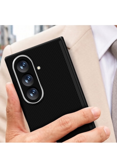Samsung Uyumlu Galaxy Z Fold 7 Uyumlu Kılıf M-safe Şarj Özellikli Zore Paris Zerre Sert Pc Kapak Siyah