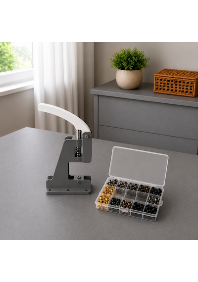 Portatif Küçük Tulumba El Presi 120 Adet 12,5 Mm Karışık Metal Çıt Çıt Delme Ve Çakım Seti 12.5mmçıtçıt