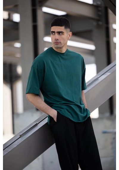 Barlashive Erkek Düz T-shirt Kısa Kol Bisiklet Yaka Regular Fit Rahat Kalıp Günlük Tişört - Haki Çok Renkli