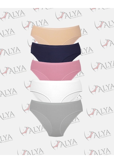 Alya Underwear Kadın Pamuklu Hipster - Slip Külot 5 Farklı Renk 1 Pakette Çor Renkli