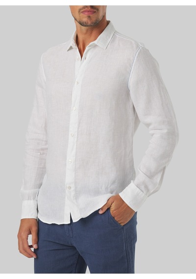 Mr. Mood Düğmeli Yaka Beyaz Erkek Gömlek Mr Linen Shirt
