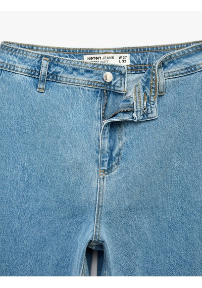 Koton Düğmeli Yüksek Bel Rahat Kesim Denim Pantolon - Culotte Jeans Açık İndigo 6sal40112md Koton Düğmeli Yüksek Bel Rahat Kesim Denim Pantolon - Culotte Jeans Açık İndigo 6sal40112md