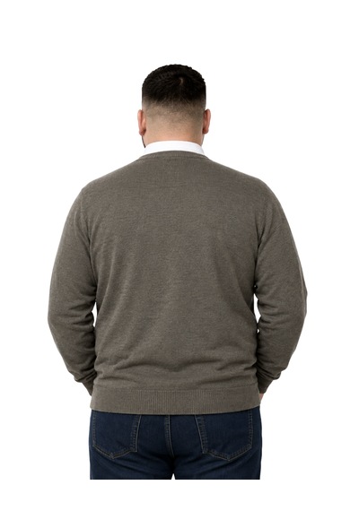 Battalmoda Erkek Büyük Beden Koyu Vizon Cepli Düğmeli Triko Hırka 3xl-4xl-5xl-6xl Vizon - Kahverengi