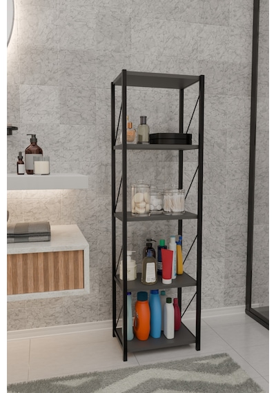 Orno 5 Raflı Banyo Dolabı Banyo Rafı Çok Amaçlı Banyo Rafı-antrasit Antrasit